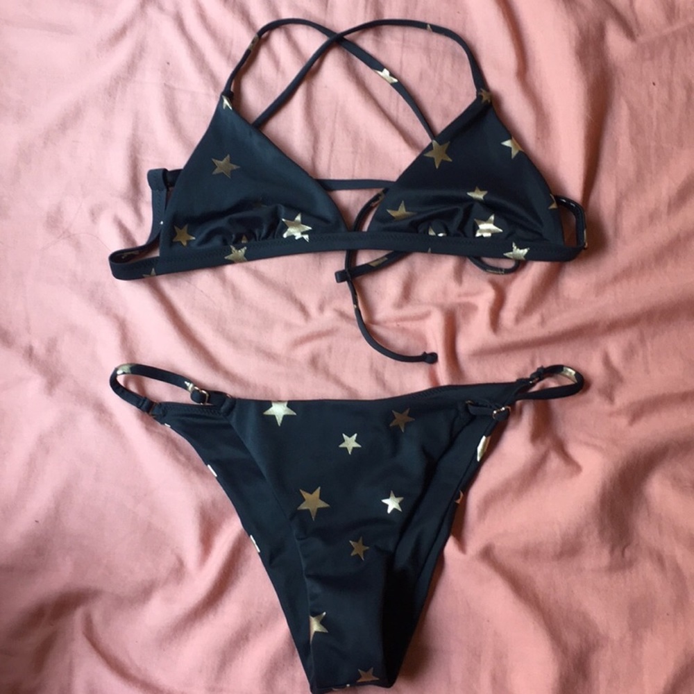 Spiritual Gangster Black and gold star bikini